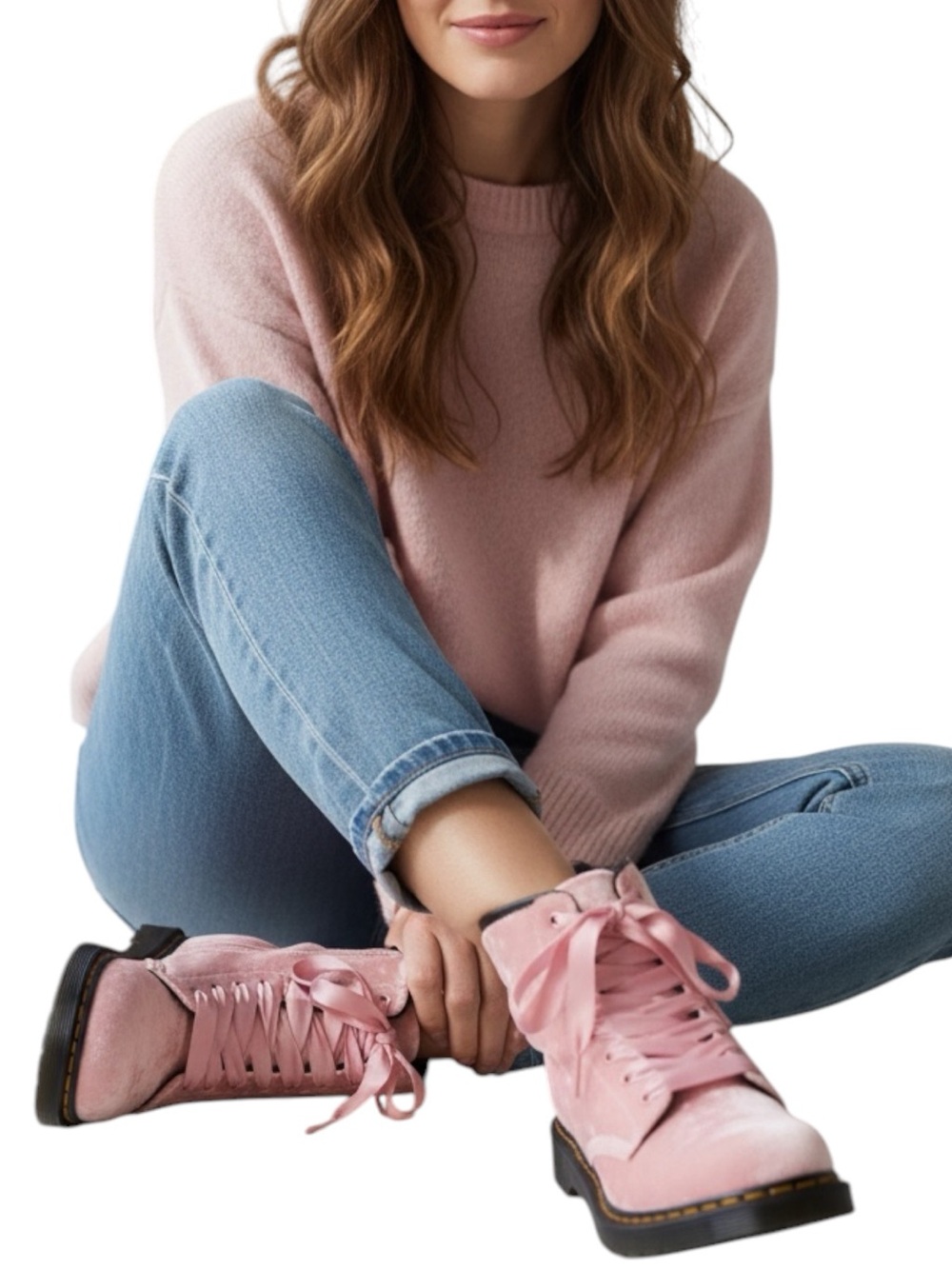 DR. MARTENS 1460 Pascal Velvet Side Zip Combat Boots in Pink Size 7 — SUPER CUTE